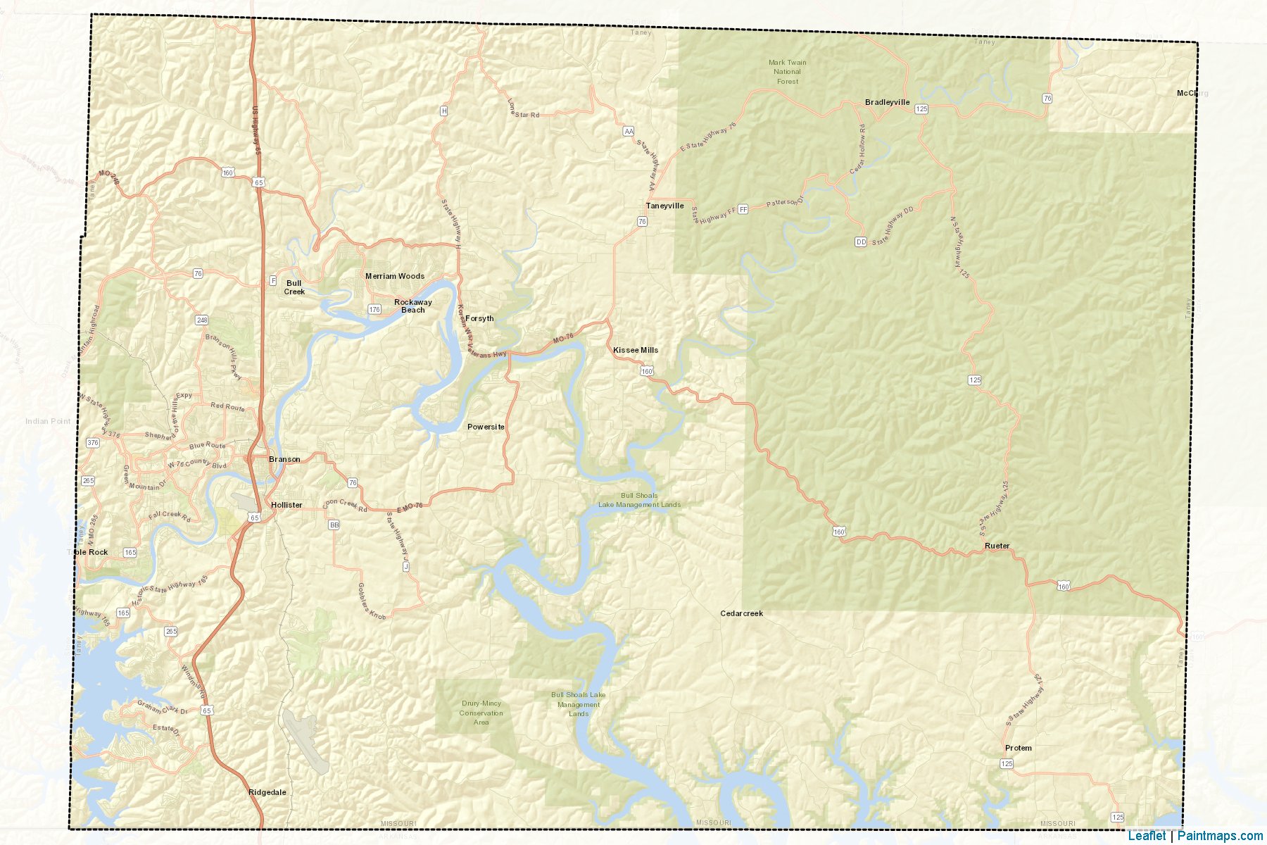 Muestras de recorte de mapas Taney (Missouri)-2