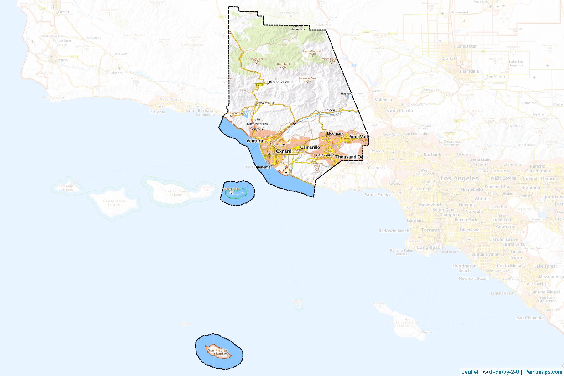 Muestras de recorte de mapas Ventura (California)-1