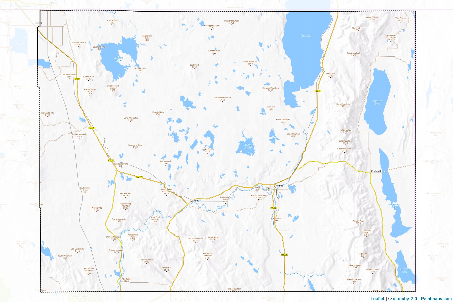 Muestras de recorte de mapas Modoc (California)-1