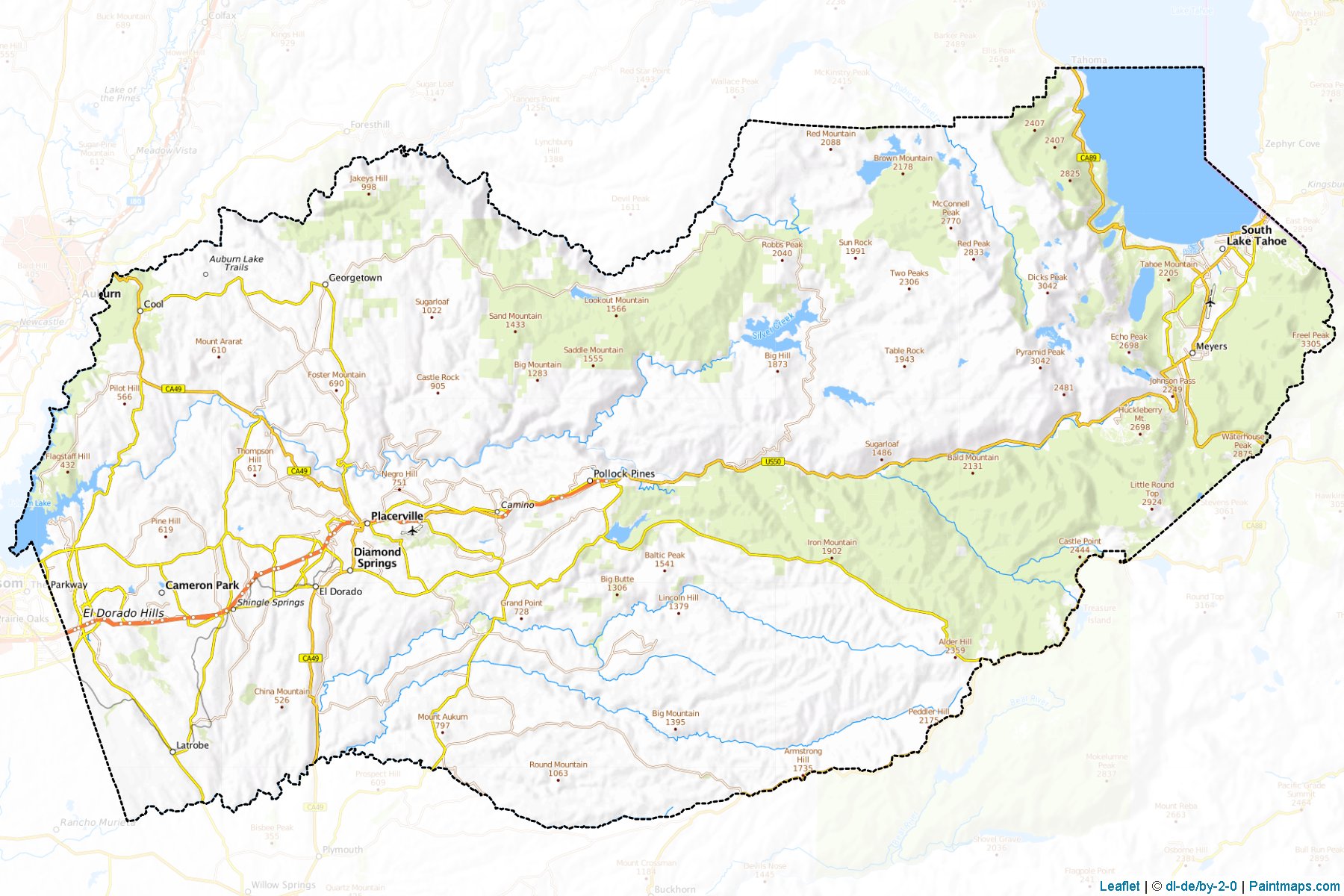 Muestras de recorte de mapas El Dorado (California)-1