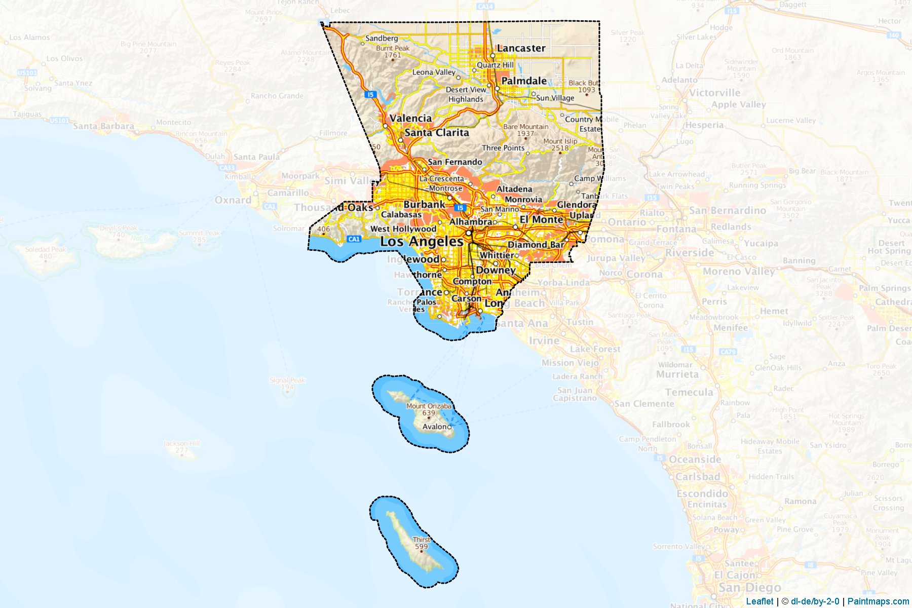 Muestras de recorte de mapas Los Angeles (California)-1