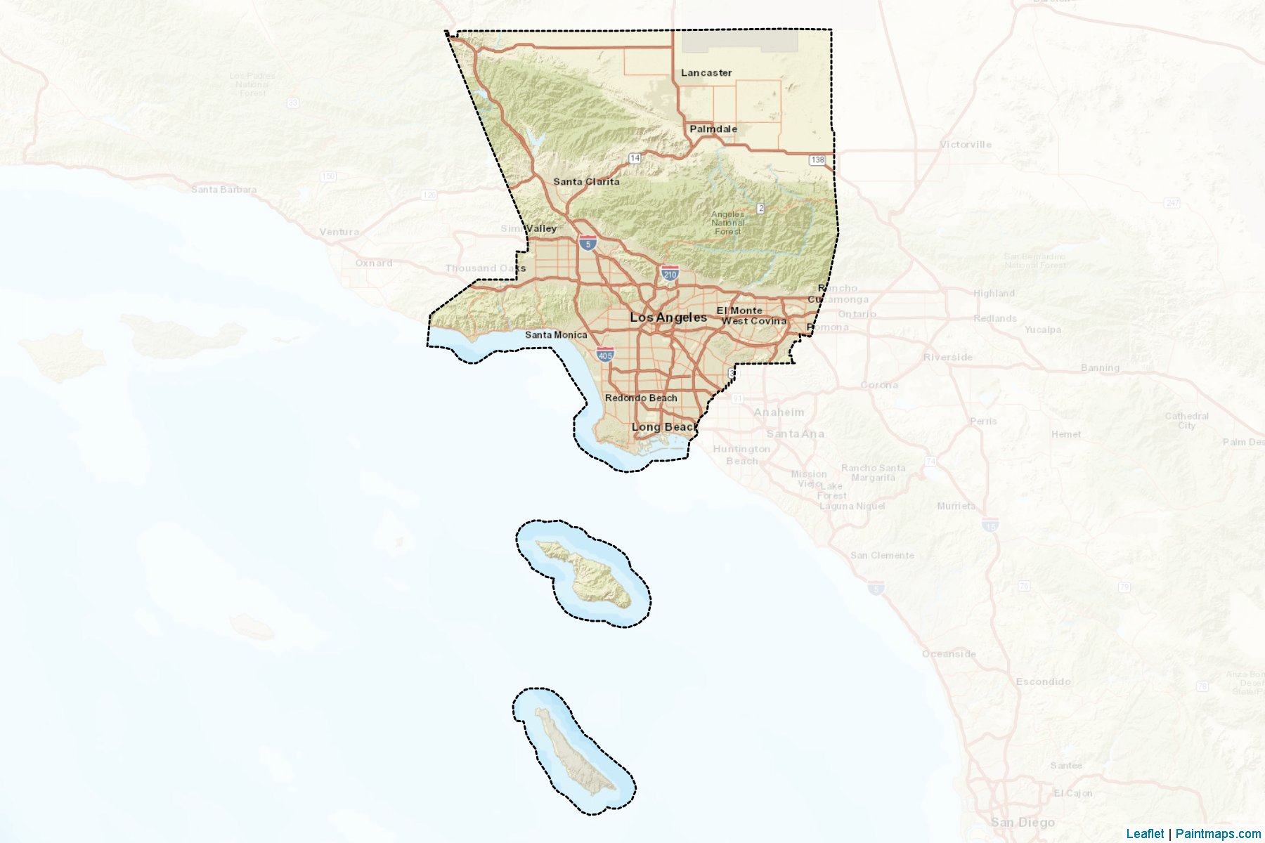 Los Angeles County (Kaliforniya) Haritası Örnekleri-2