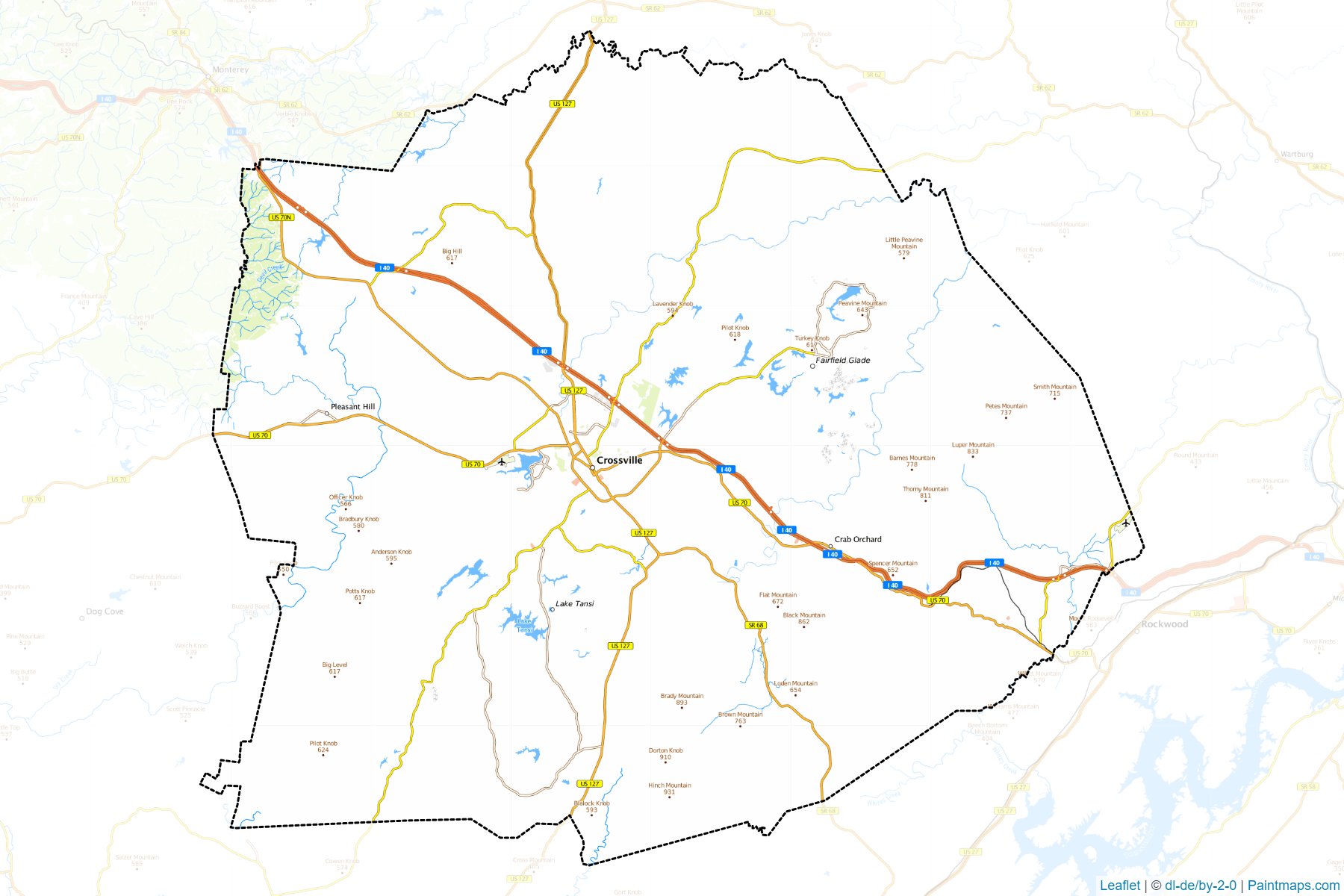 Muestras de recorte de mapas Cumberland (Tennessee)-1