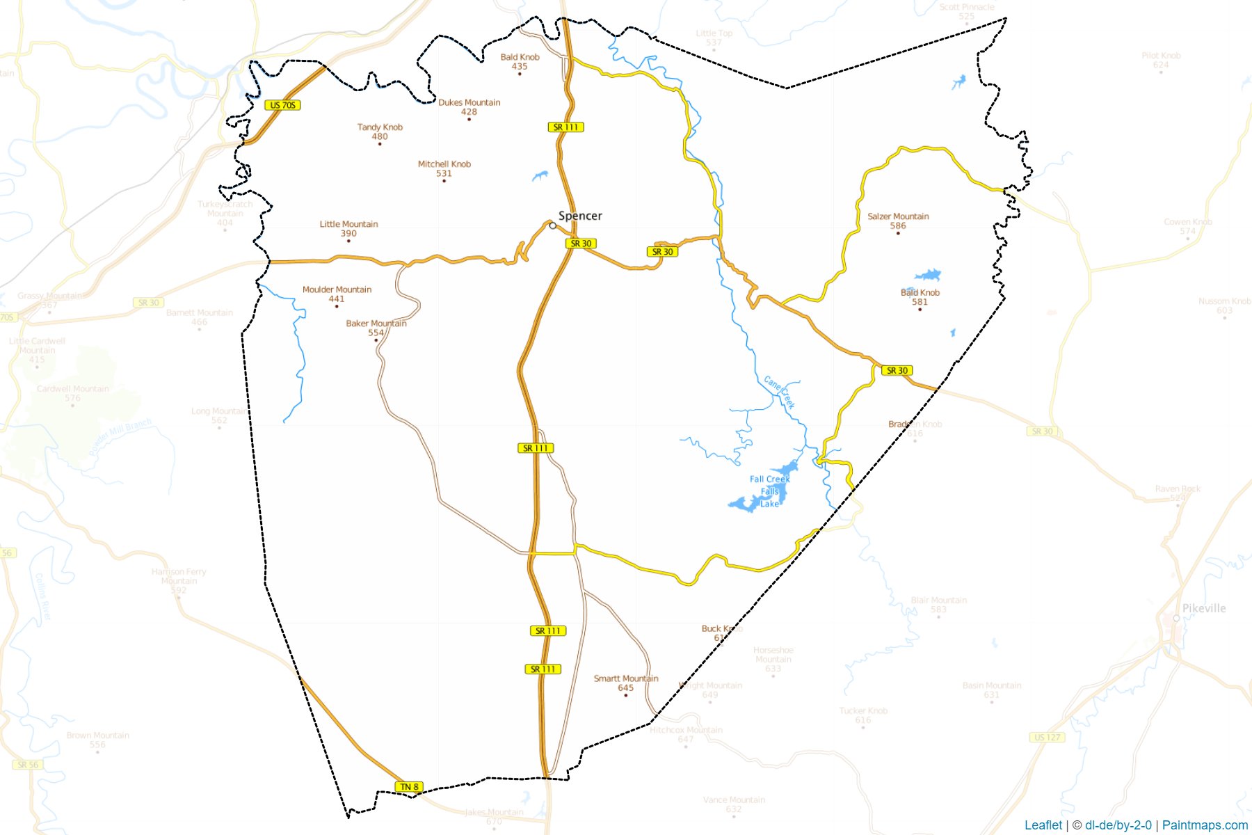 Muestras de recorte de mapas Van Buren (Tennessee)-1