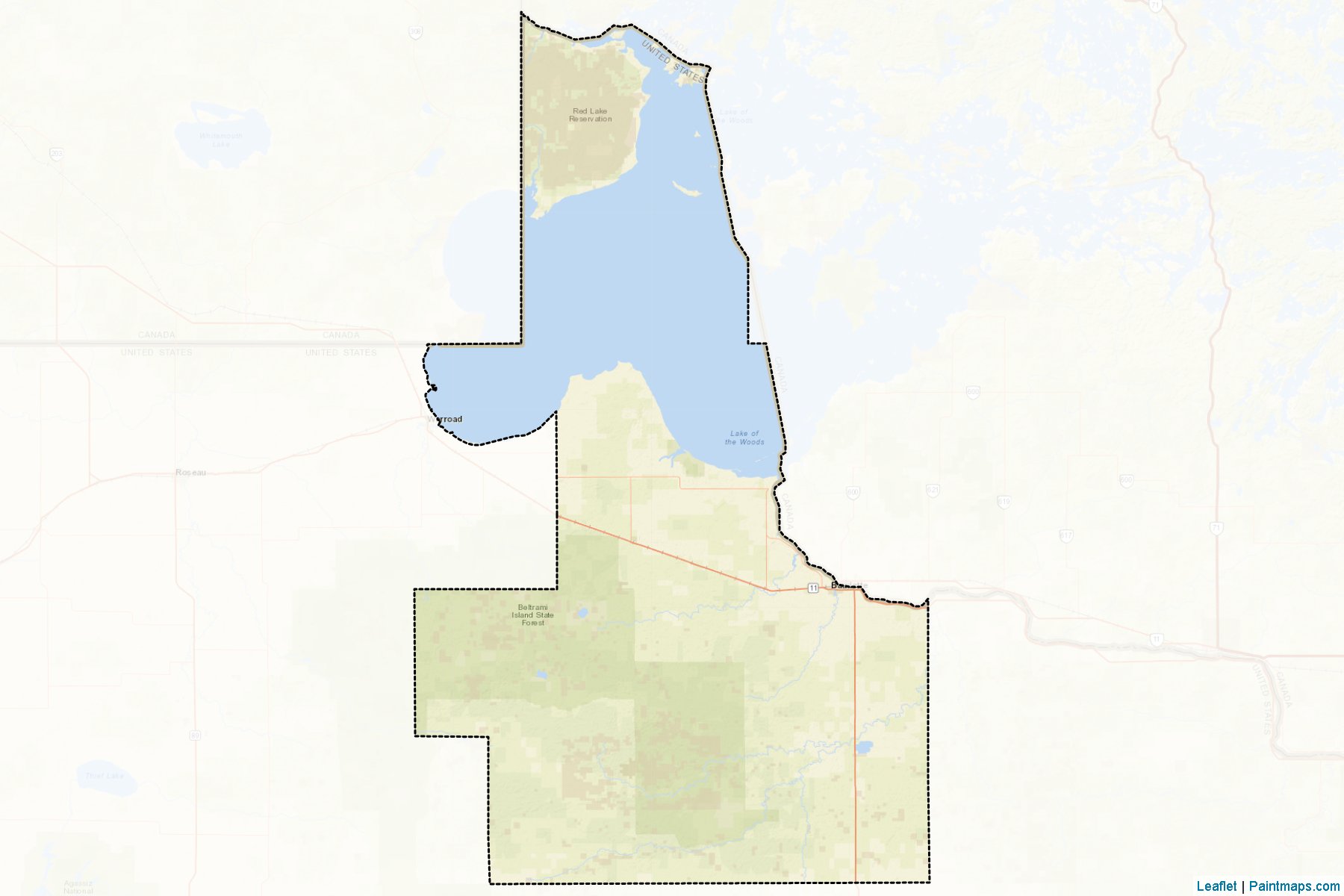 Muestras de recorte de mapas Lake of the Woods (Minnesota)-2