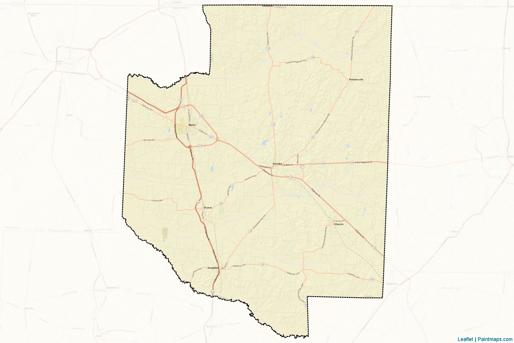 Weakley (Tennessee) Map Cropping Samples-2