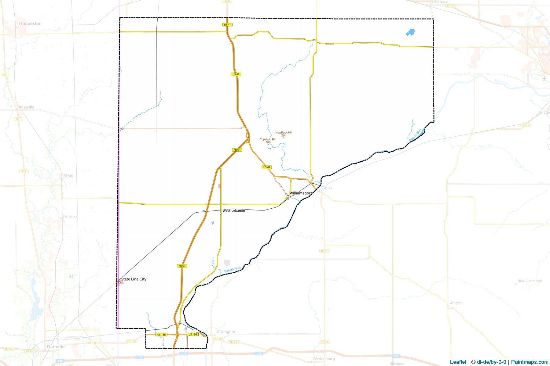 Muestras de recorte de mapas Warren (Indiana)-1