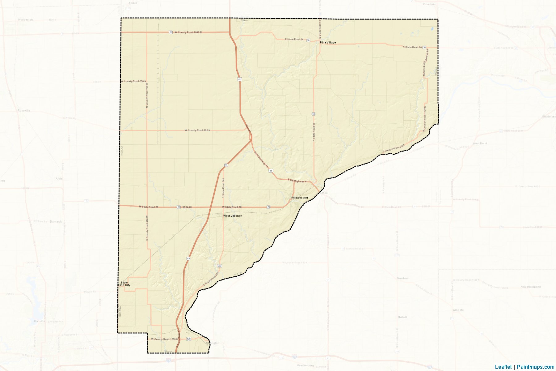 Muestras de recorte de mapas Warren (Indiana)-2