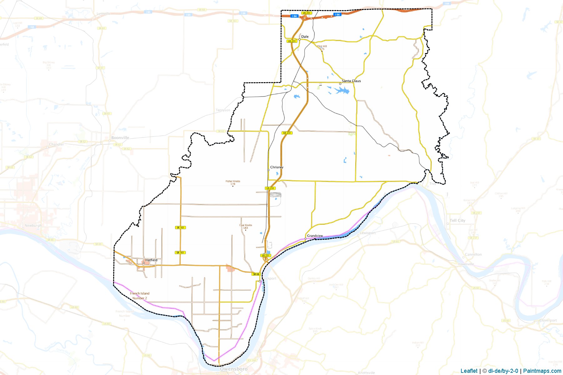 Muestras de recorte de mapas Spencer (Indiana)-1