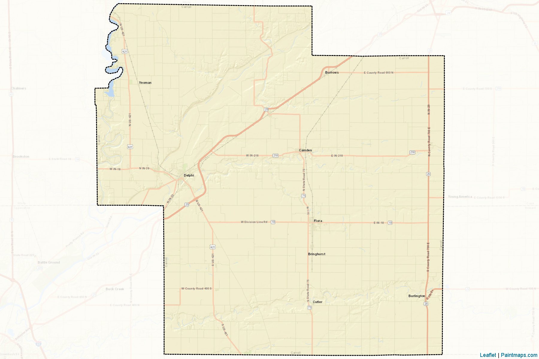 Muestras de recorte de mapas Carroll (Indiana)-2