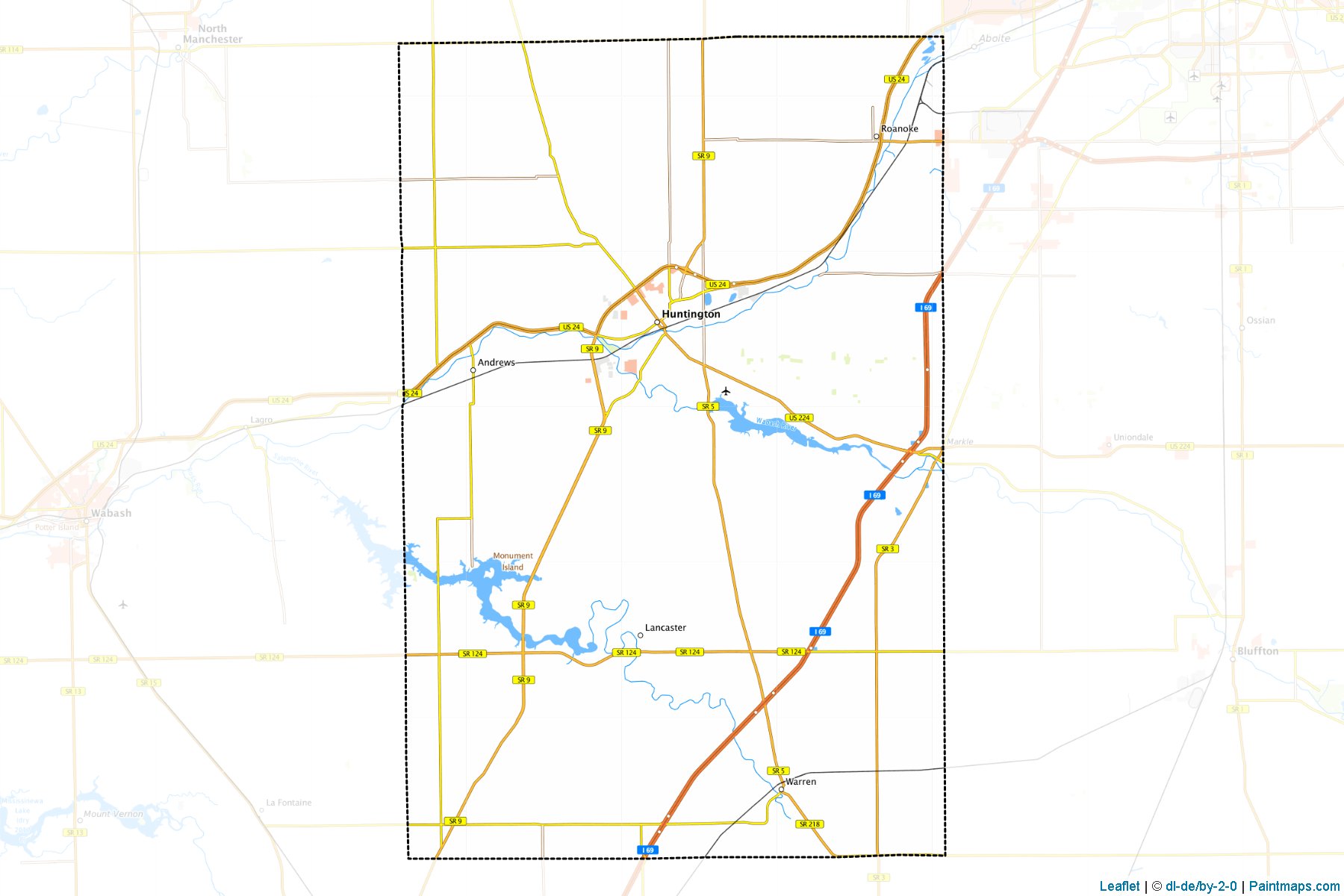 Muestras de recorte de mapas Huntington (Indiana)-1