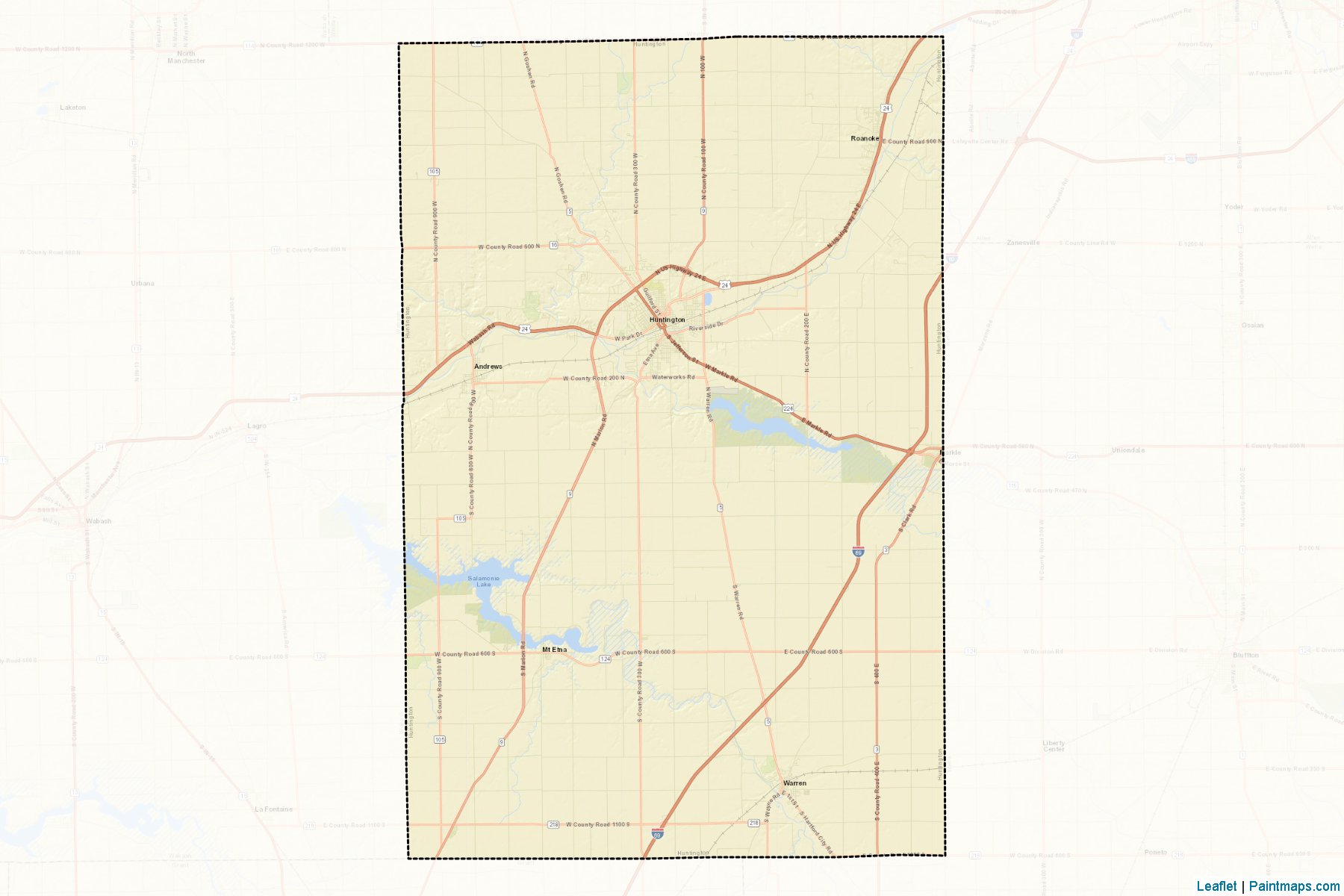 Muestras de recorte de mapas Huntington (Indiana)-2