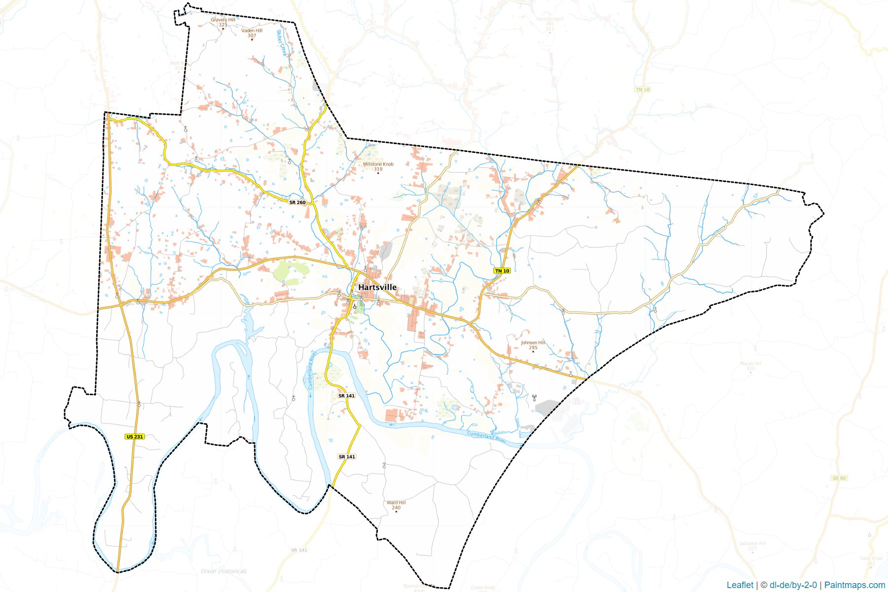 Muestras de recorte de mapas Trousdale (Tennessee)-1