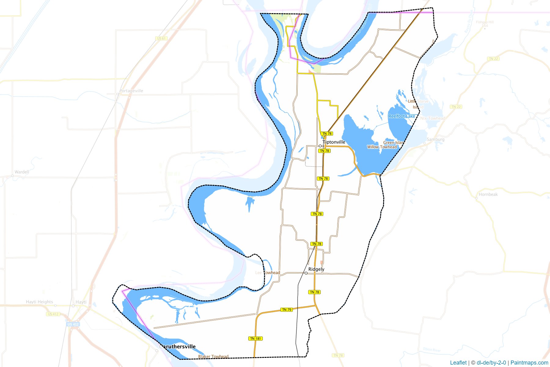 Muestras de recorte de mapas Lake (Tennessee)-1