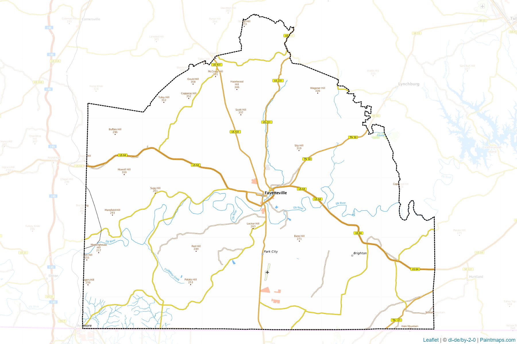 Muestras de recorte de mapas Lincoln (Tennessee)-1