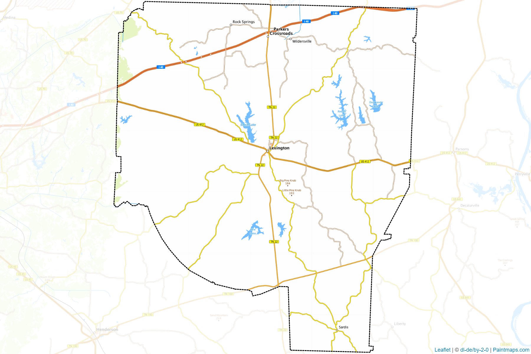 Muestras de recorte de mapas Henderson (Tennessee)-1