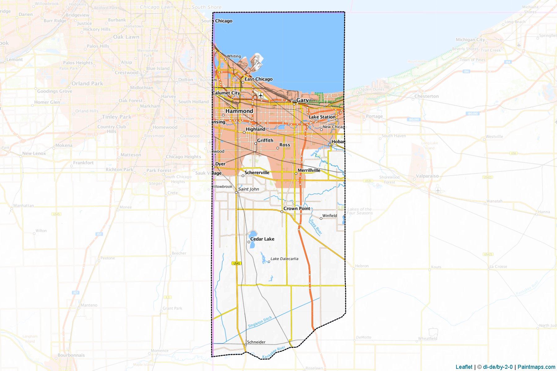 Muestras de recorte de mapas Lake (Indiana)-1