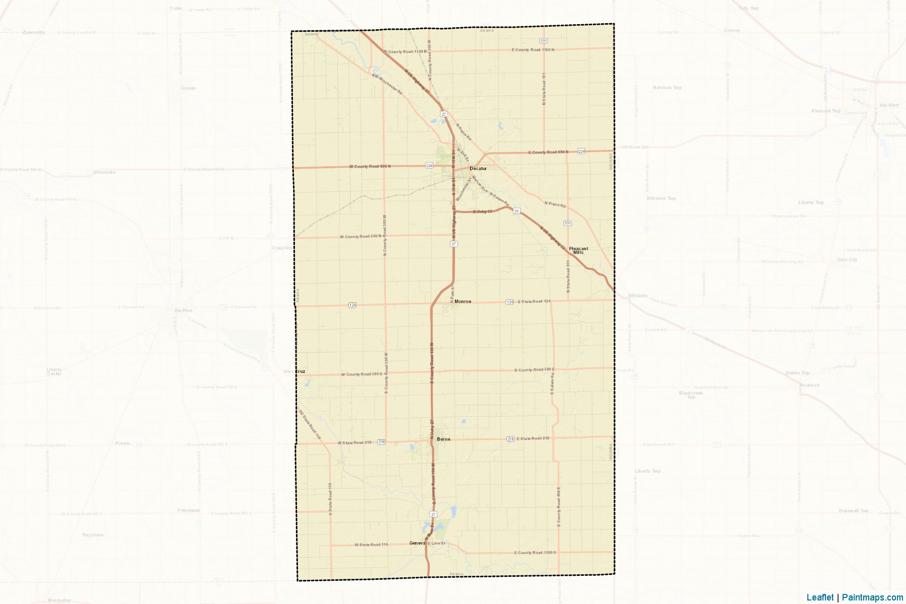 Adams (Indiana) Map Cropping Samples-2