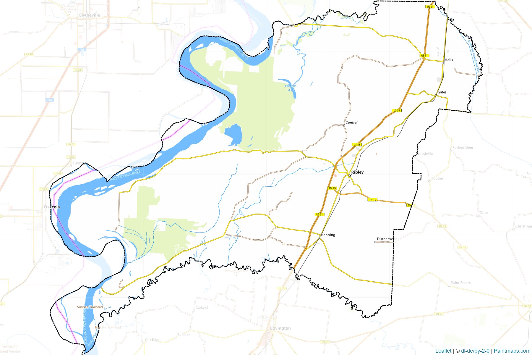 Muestras de recorte de mapas Lauderdale (Tennessee)-1