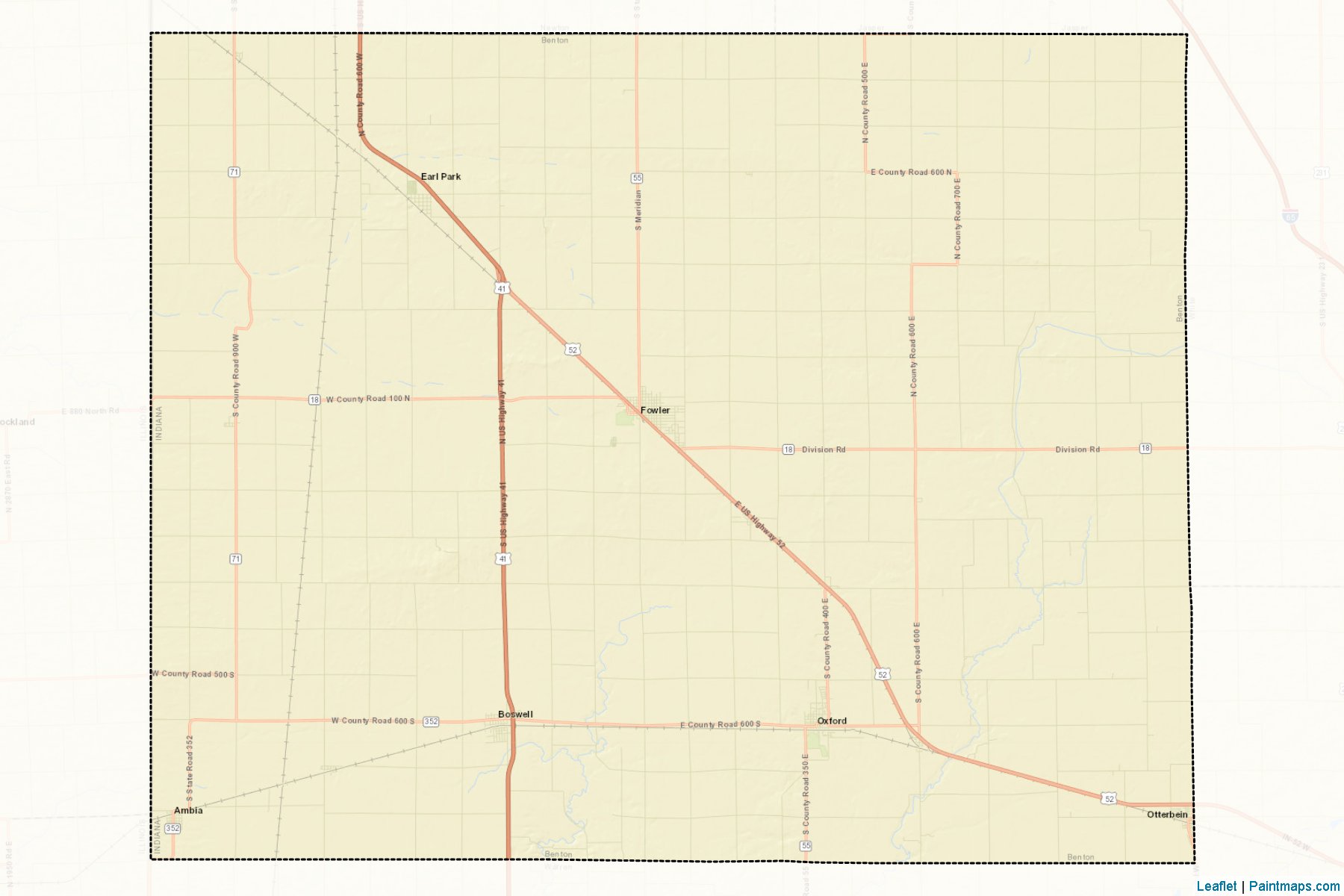 Muestras de recorte de mapas Benton (Indiana)-2