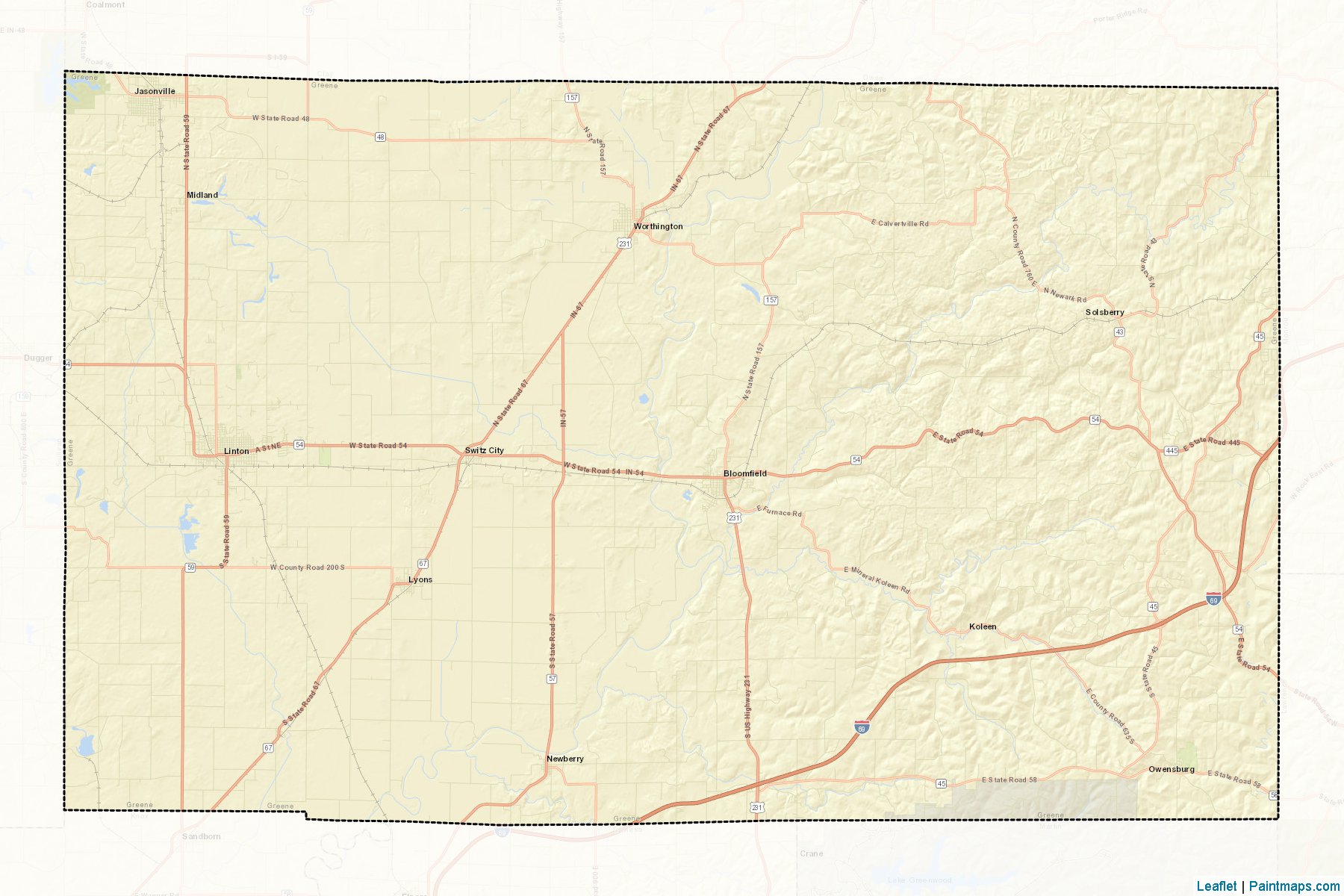 Muestras de recorte de mapas Greene (Indiana)-2