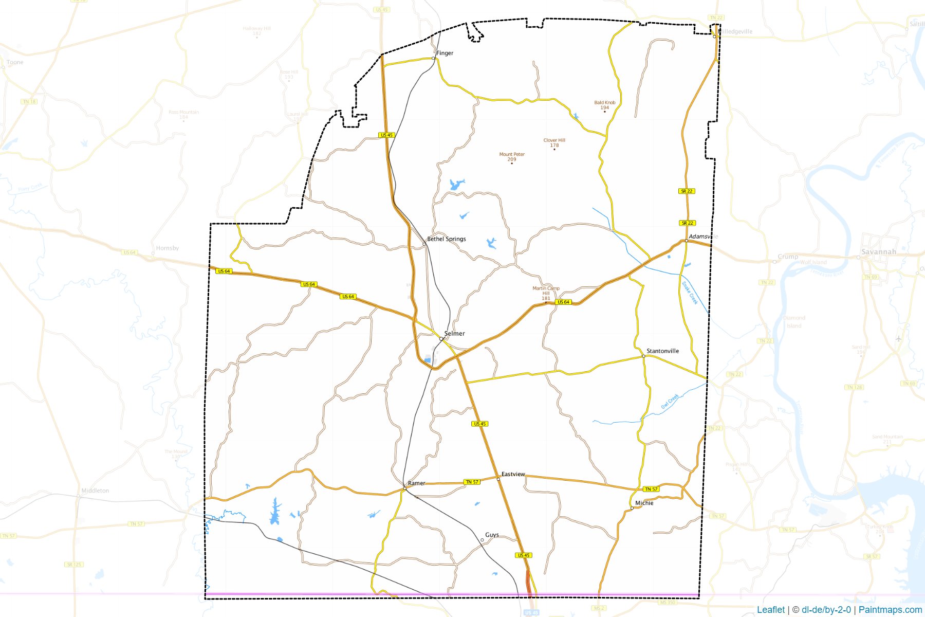 Muestras de recorte de mapas McNairy (Tennessee)-1