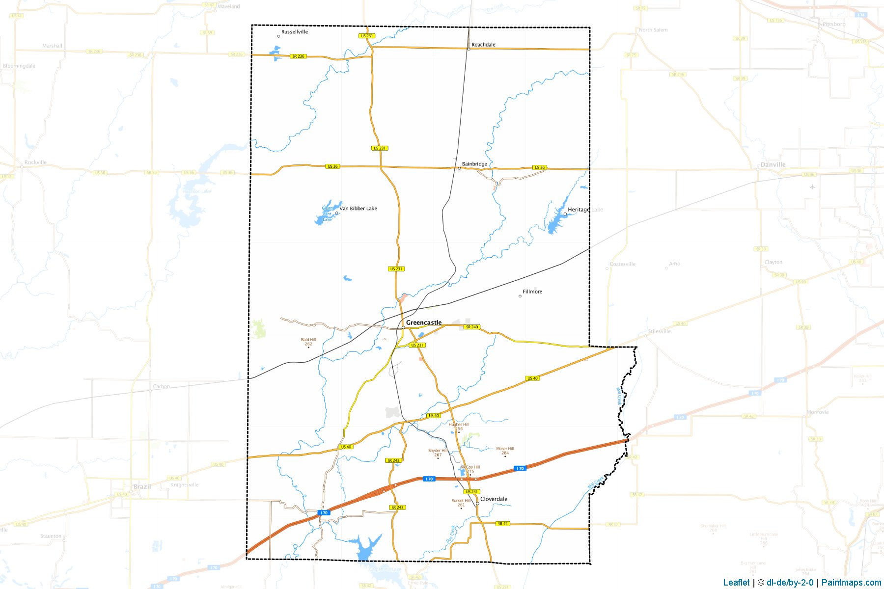 Muestras de recorte de mapas Putnam (Indiana)-1