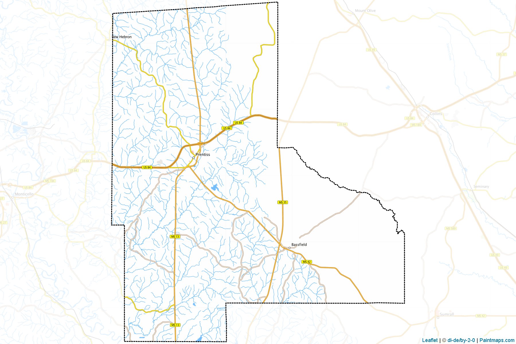 Muestras de recorte de mapas Jefferson Davis (Mississippi)-1