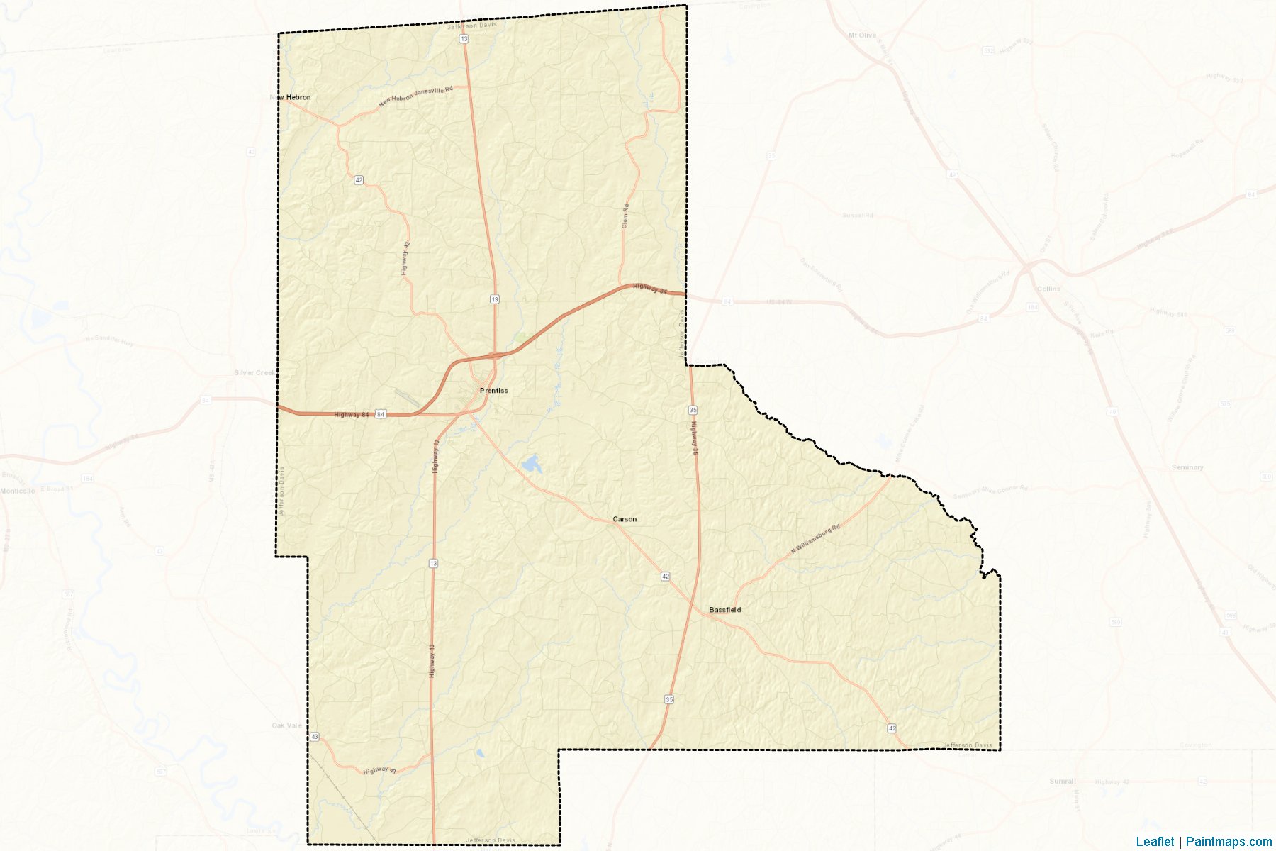 Jefferson Davis (Mississippi) Map Cropping Samples-2