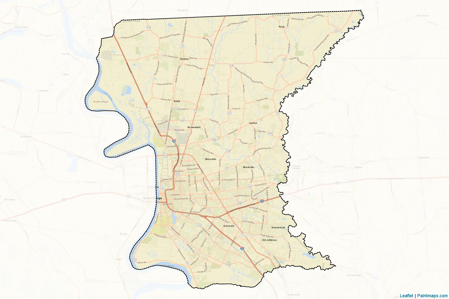 Muestras de recorte de mapas East Baton Rouge (Louisiana)-2