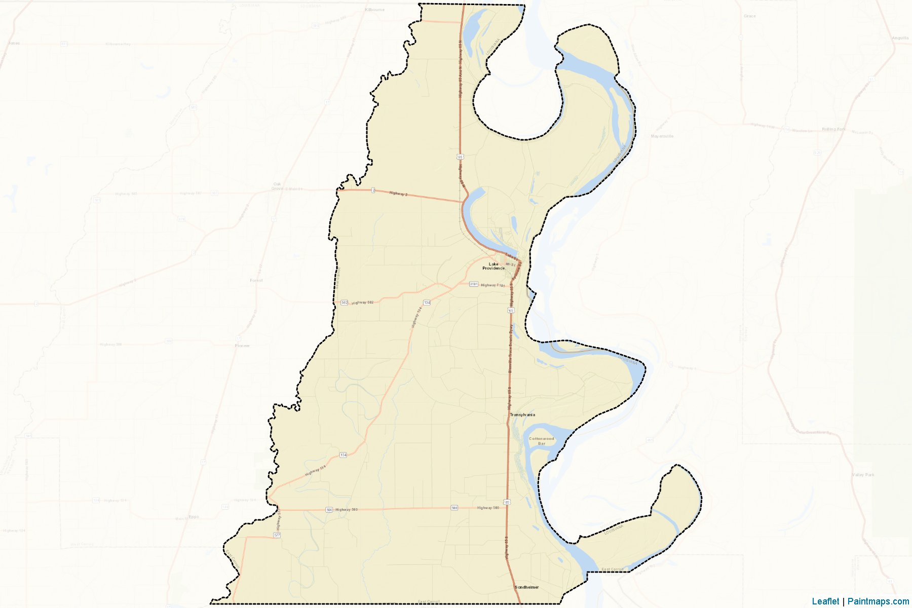 East Carroll (Louisiana) Map Cropping Samples-2