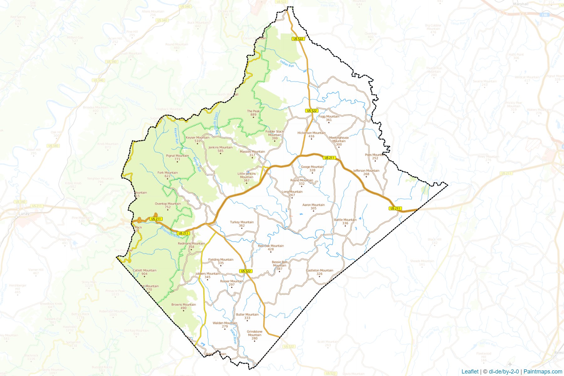 Muestras de recorte de mapas Rappahannock (Virginia)-1