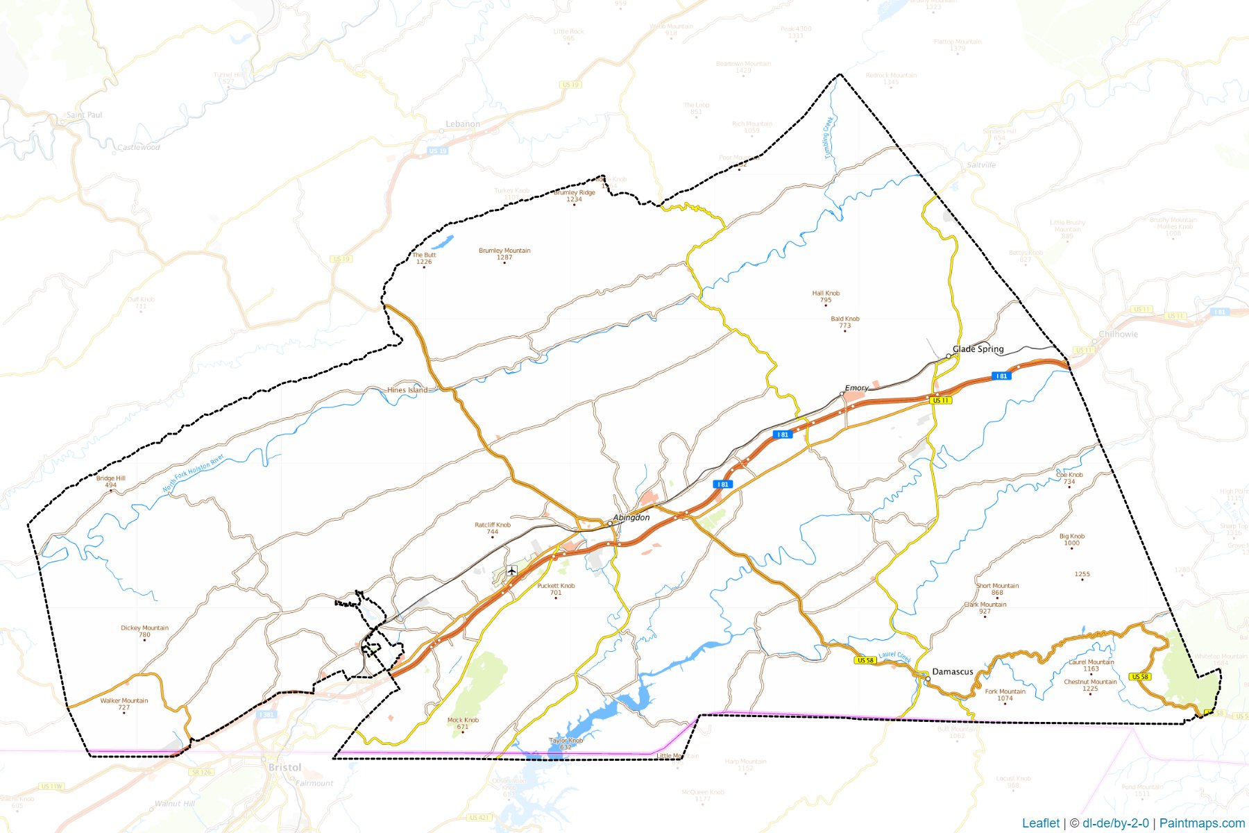 Muestras de recorte de mapas Washington (Virginia)-1