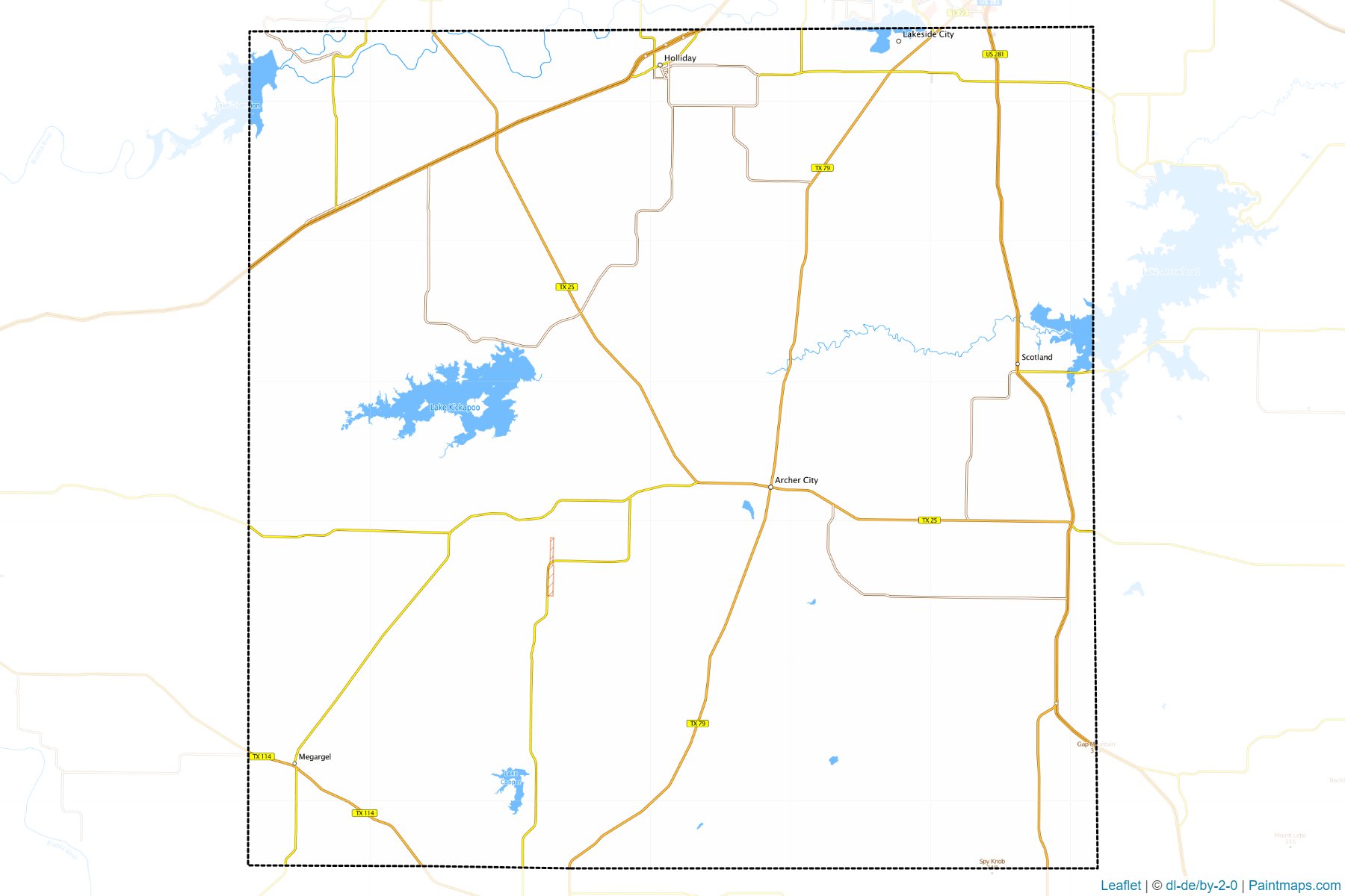 Muestras de recorte de mapas Archer (Texas)-1