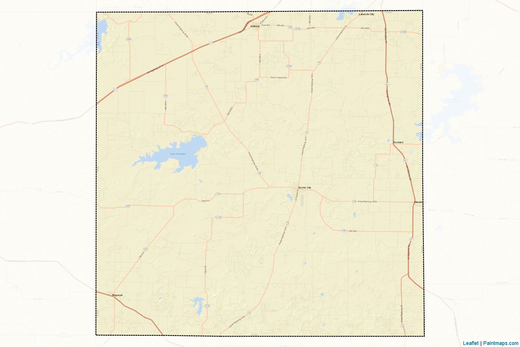 Muestras de recorte de mapas Archer (Texas)-2