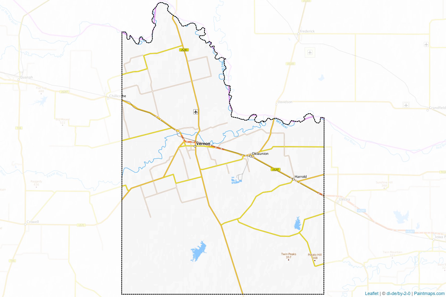 Muestras de recorte de mapas Wilbarger (Texas)-1