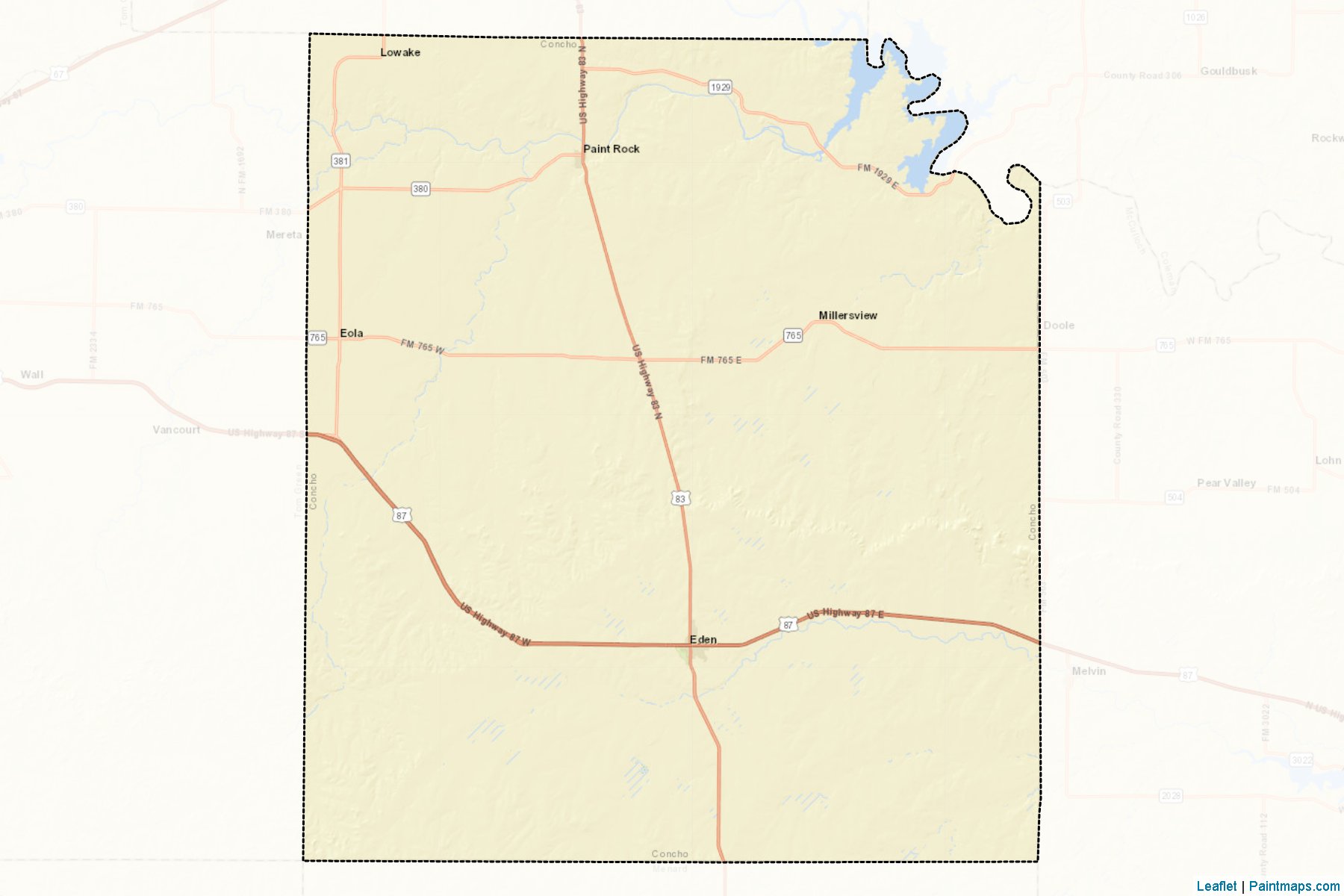 Muestras de recorte de mapas Concho (Texas)-2