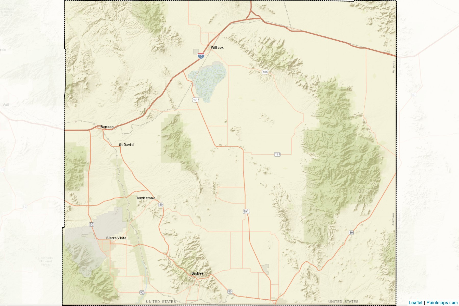 Muestras de recorte de mapas Cochise (Arizona)-2