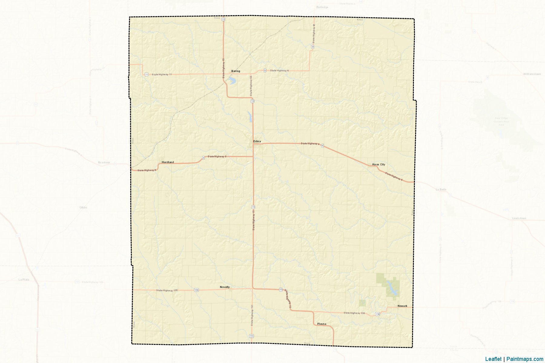 Muestras de recorte de mapas Knox (Missouri)-2