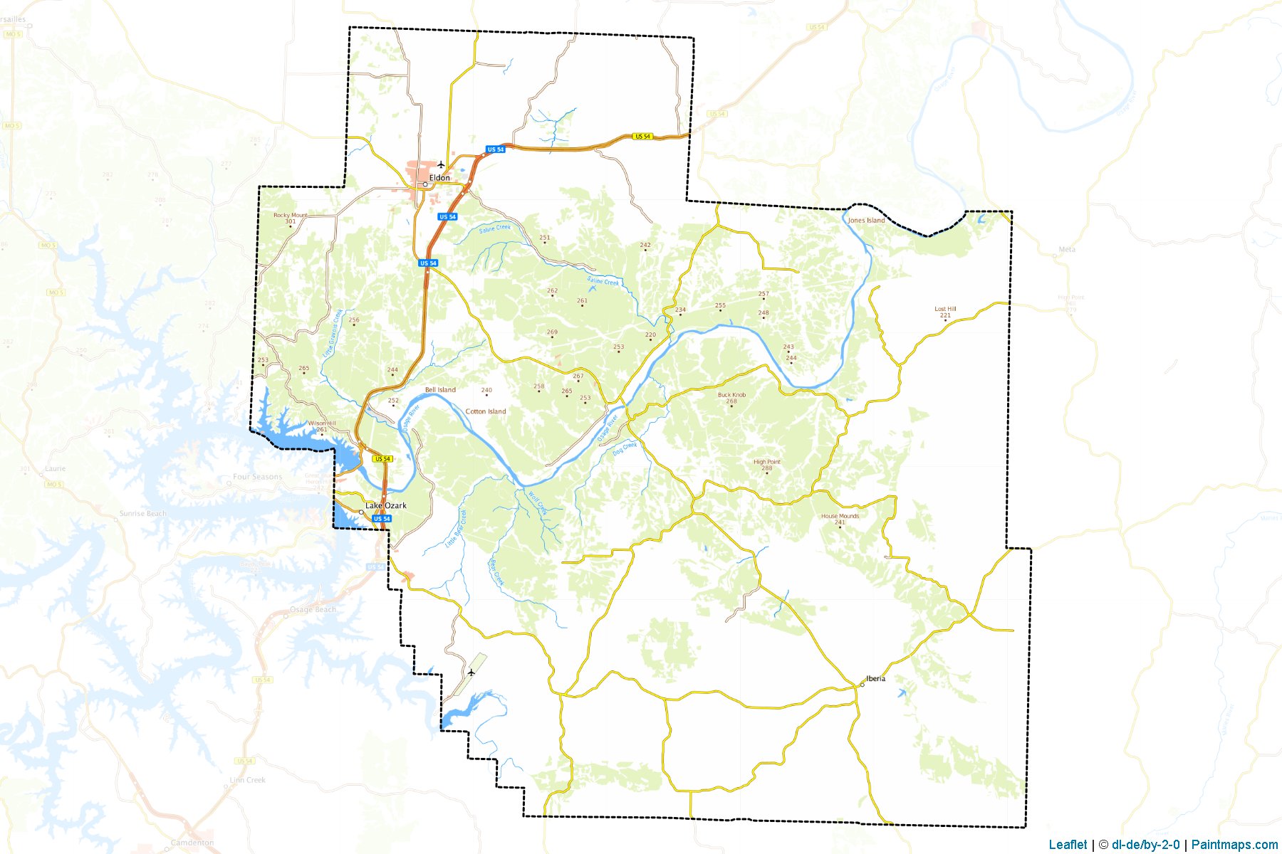 Muestras de recorte de mapas Miller (Missouri)-1