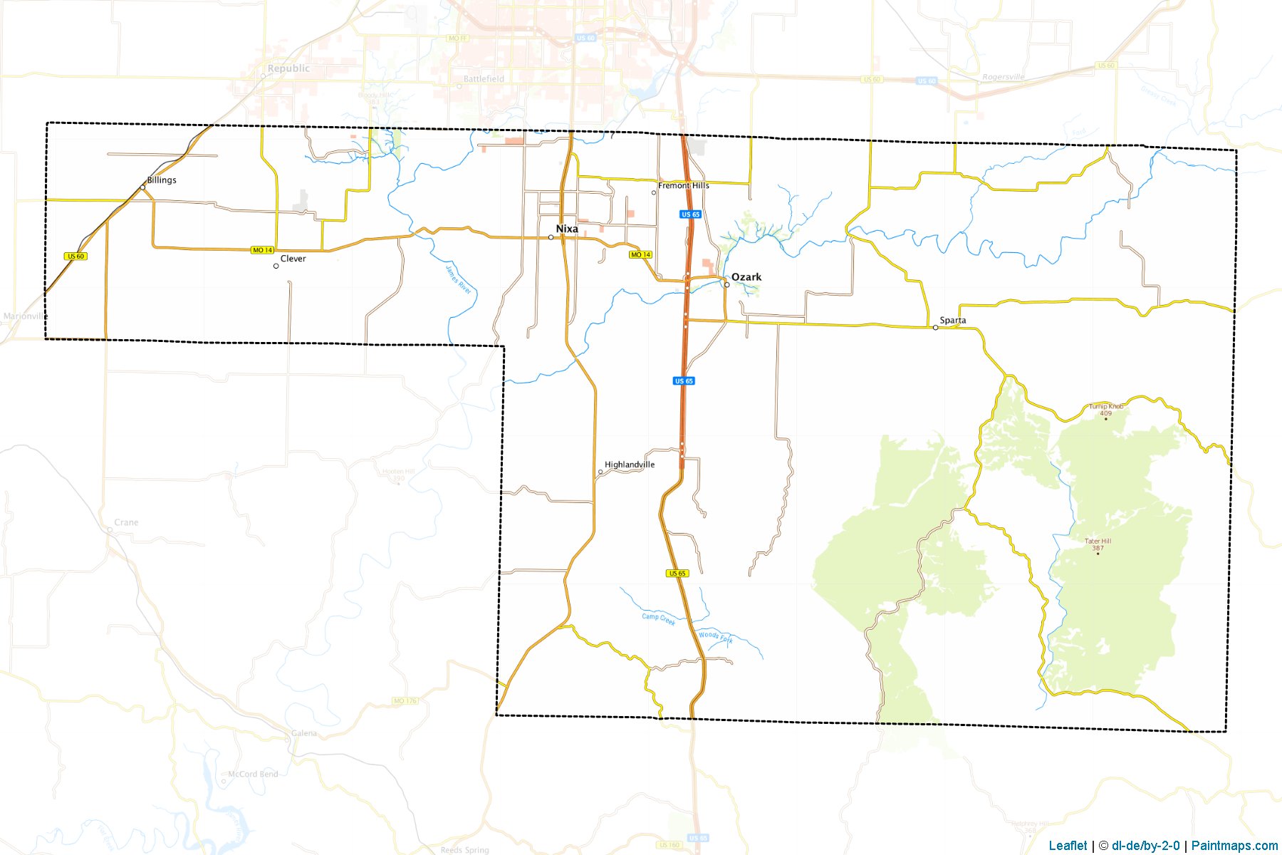 Muestras de recorte de mapas Christian (Missouri)-1