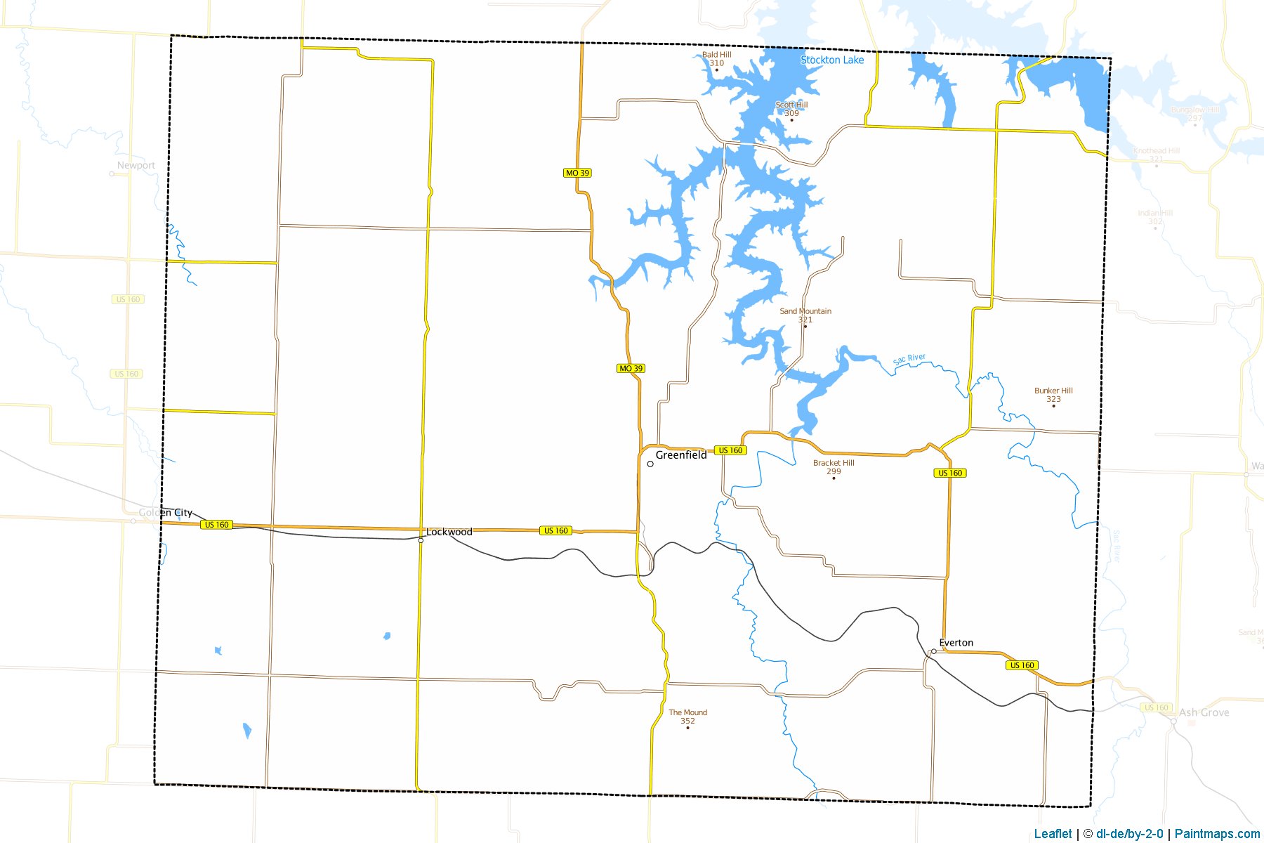 Muestras de recorte de mapas Dade (Missouri)-1