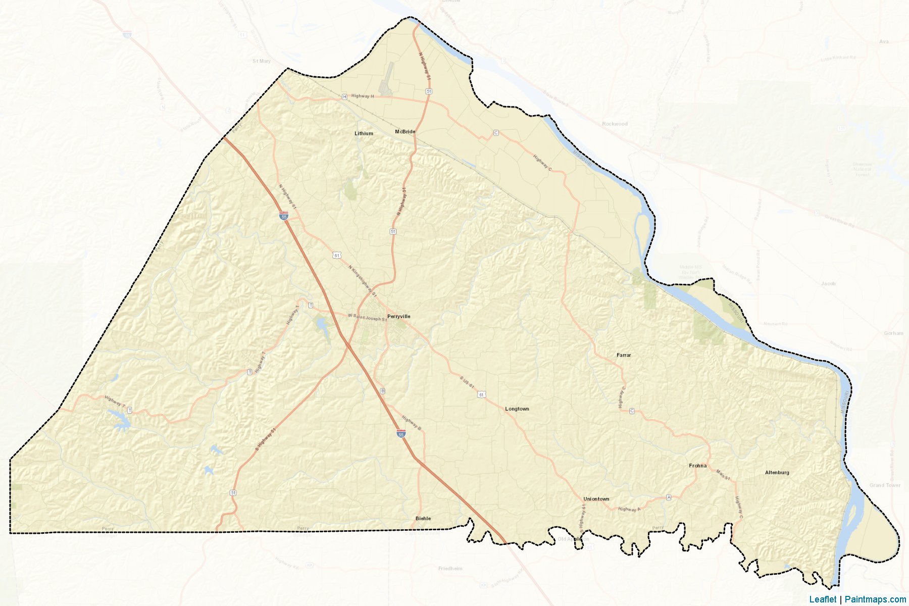 Muestras de recorte de mapas Perry (Missouri)-2