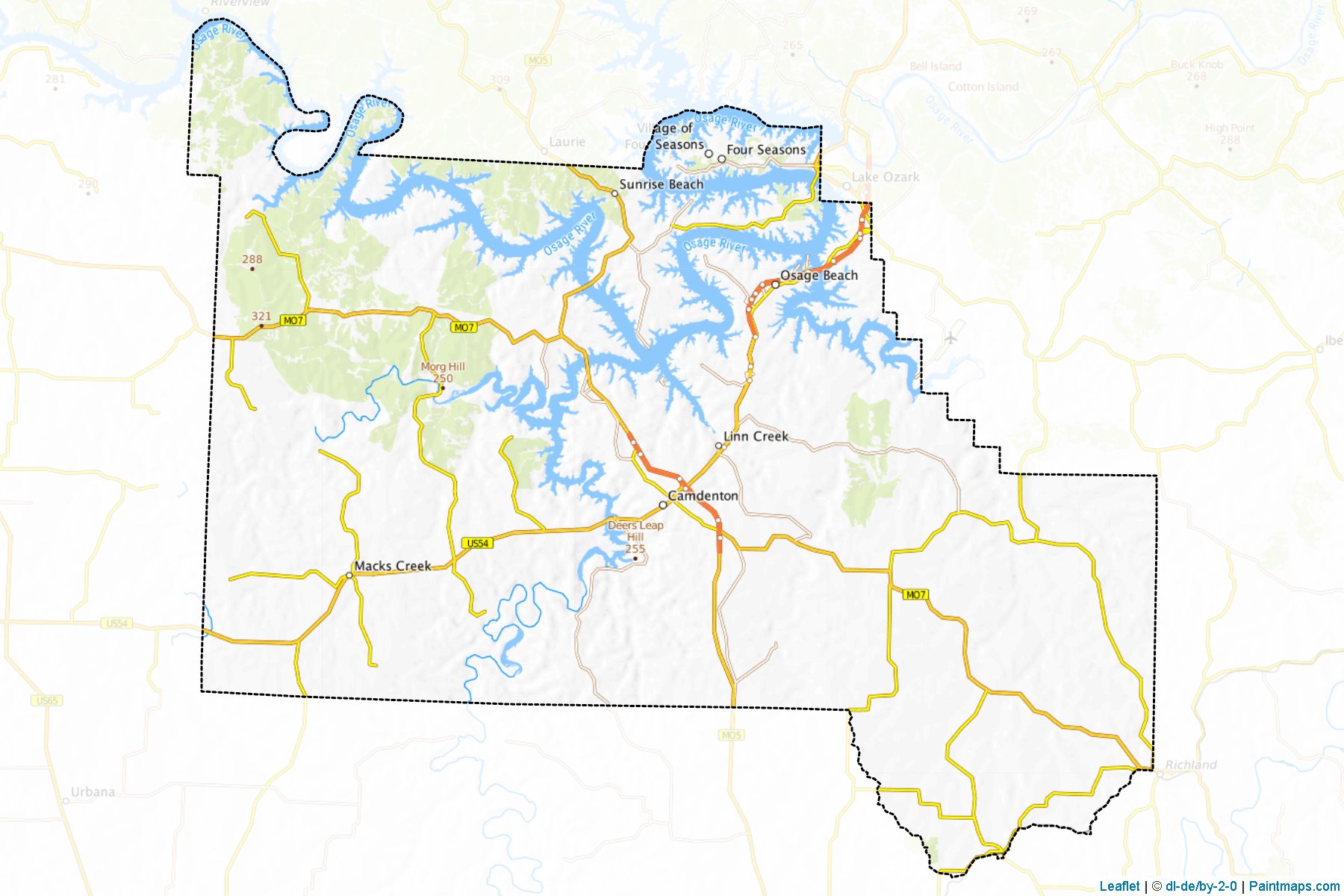 Muestras de recorte de mapas Camden (Missouri)-1