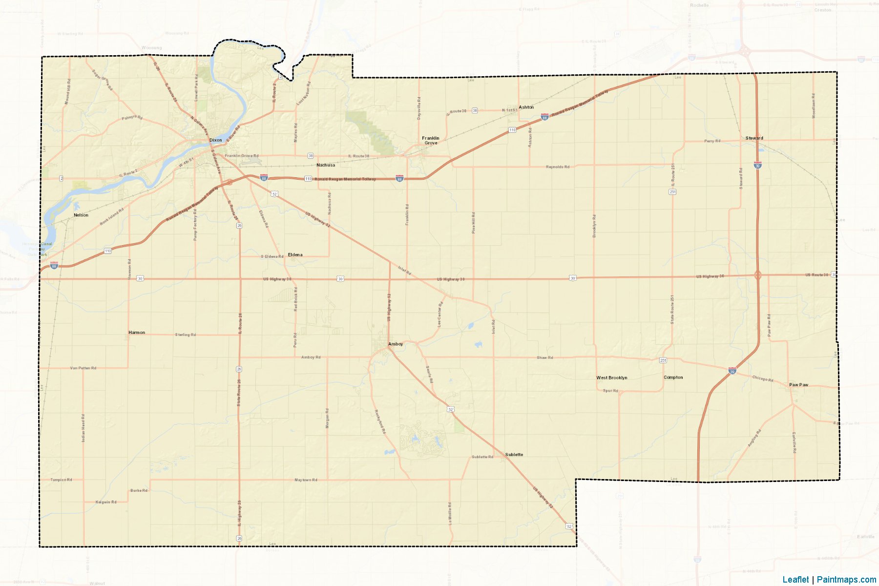 Muestras de recorte de mapas Lee (Illinois)-2