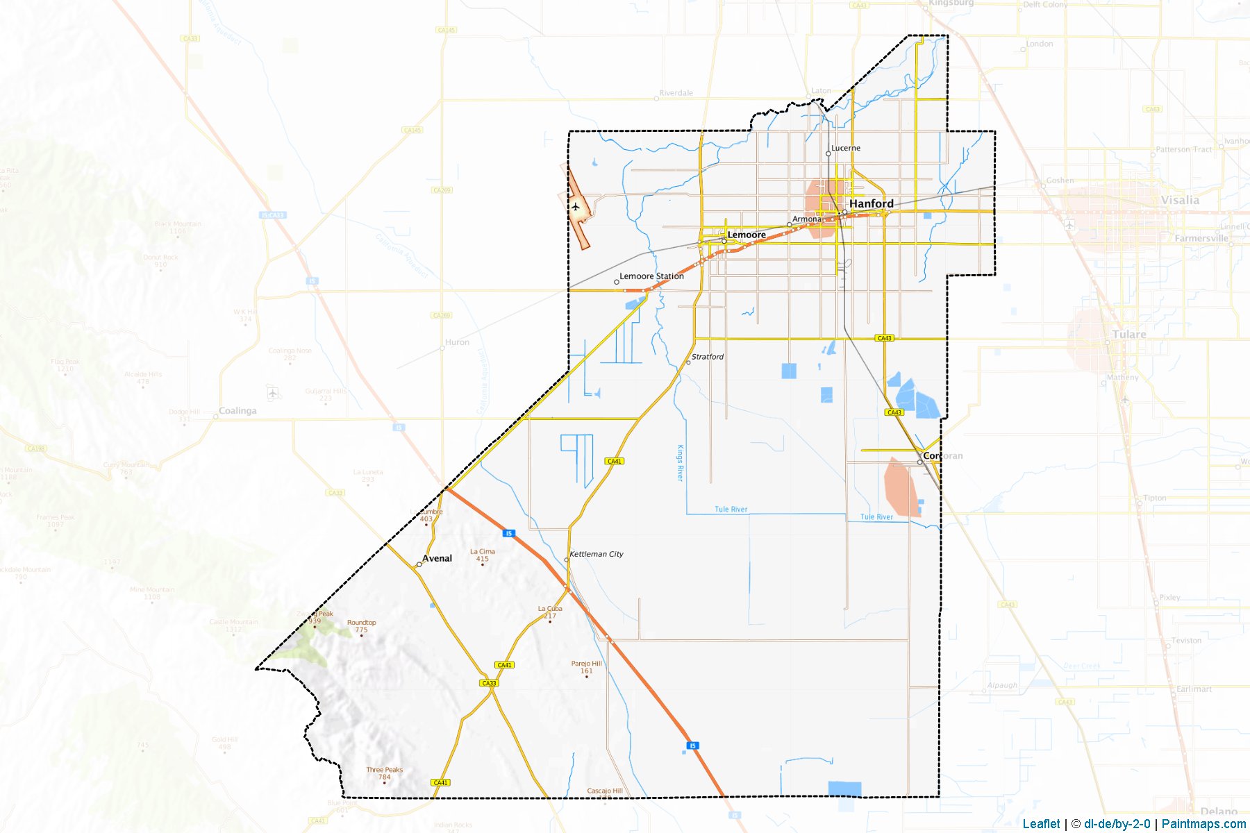 Muestras de recorte de mapas Kings (California)-1