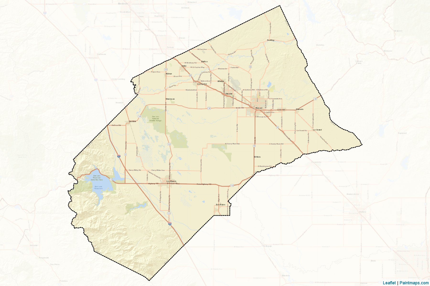 Muestras de recorte de mapas Merced (California)-2