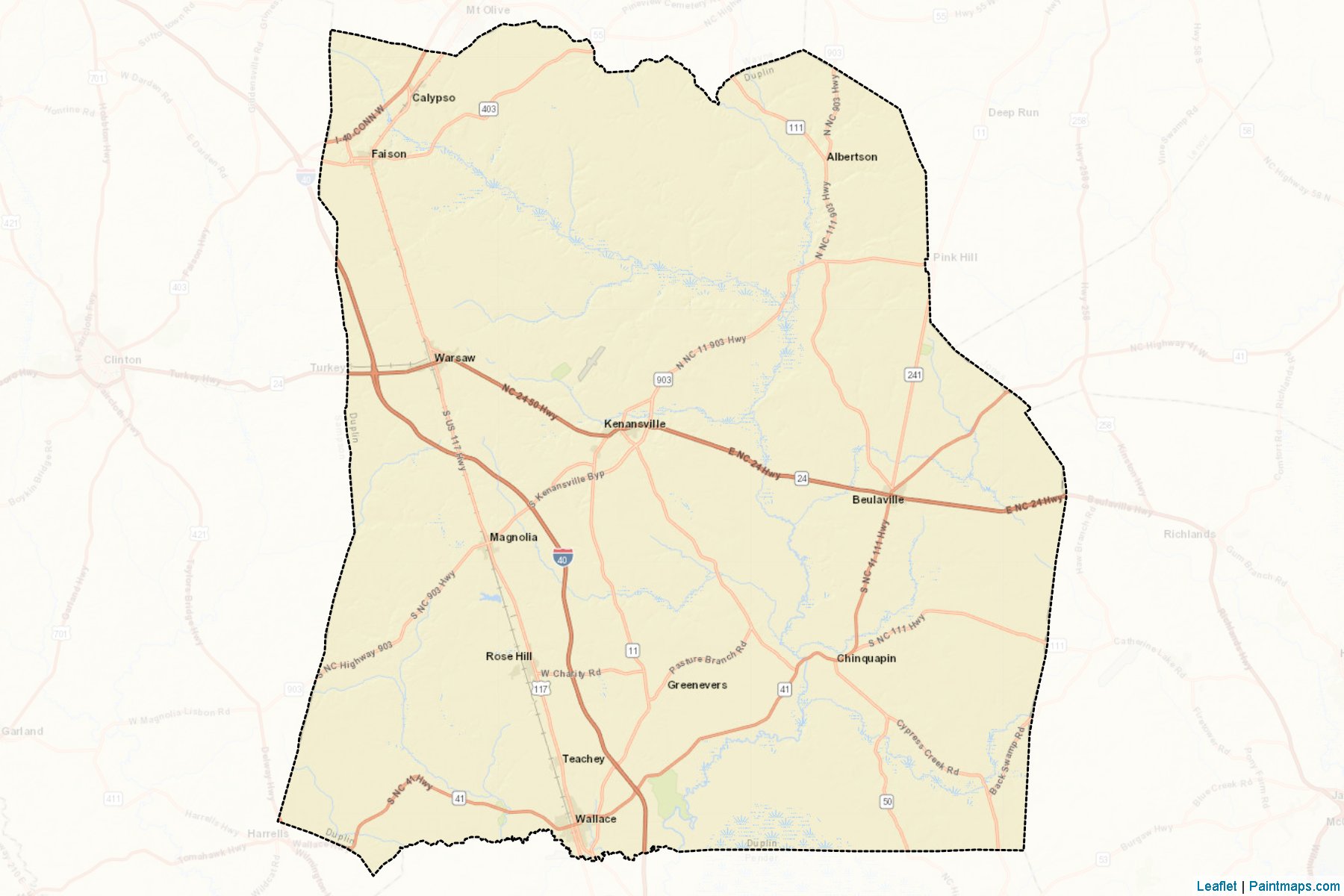 Muestras de recorte de mapas Duplin (North Carolina)-2