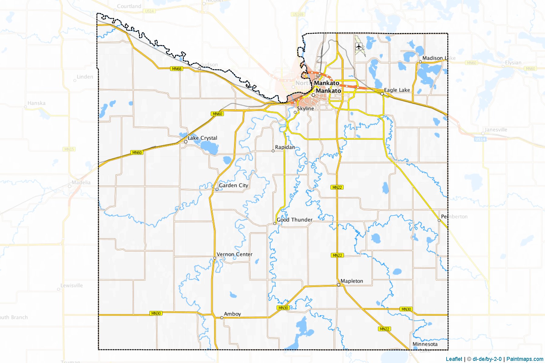 Muestras de recorte de mapas Blue Earth (Minnesota)-1