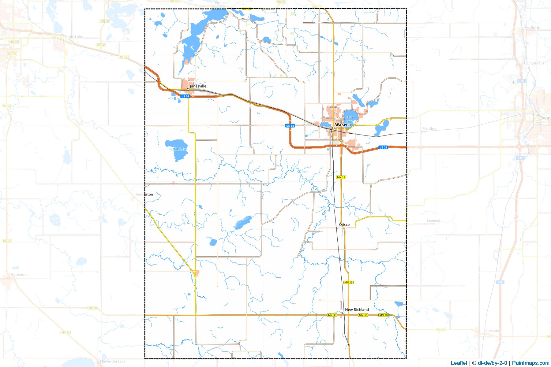 Muestras de recorte de mapas Waseca (Minnesota)-1